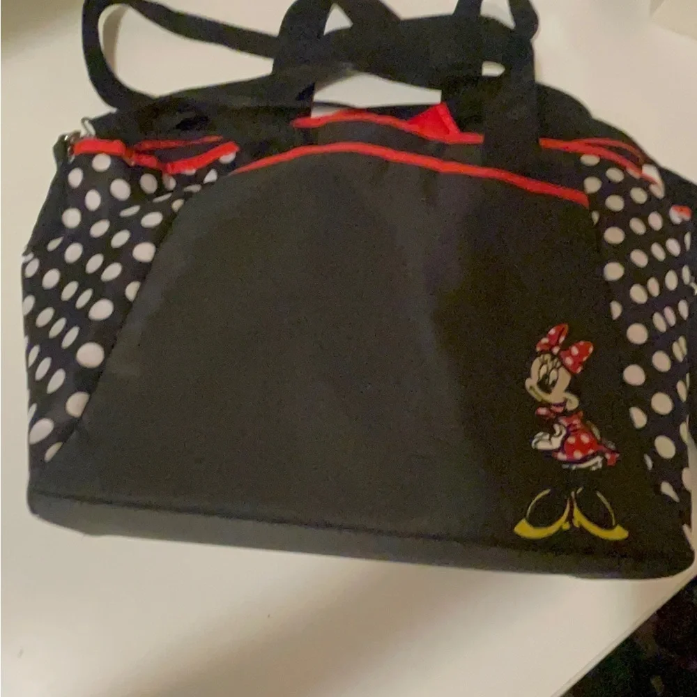 Disney Minnie Dots super cute diaper bag with a bottle holder& stroller straps